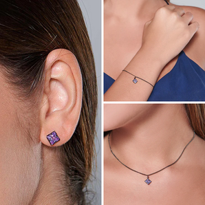 JEWELRY SET BLACK RHODIUM TRANSFORMATION (EARRING + BRACELET  + NECKLACE)