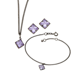 JEWELRY SET BLACK RHODIUM TRANSFORMATION (EARRING + BRACELET  + NECKLACE)