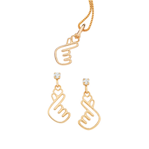 JEWELRY SET GOLD K HEART (EARRING + PENDANT)