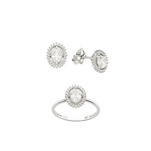JEWELRY SET PLATINUM TOGETHER AGAIN WHITE (RING + EARRING)