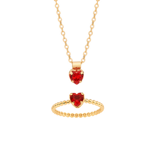 JEWELRY SET GOLD MOMMY IN RED (RING + NECKLACE)