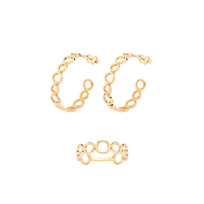 JEWELRY SET GOLD RIPPLE IN TIME (RING + EARRING)