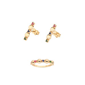 JEWELRY SET GOLD RAINBOW (RING + EARRING)