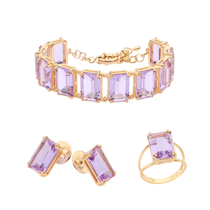 JEWELRY SET GOLD PURPLE GLOW (EARRING + BRACELET + RING)