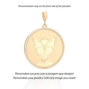 GOLD CUSTOMIZABLE STUDDED CIRCLE PENDANT