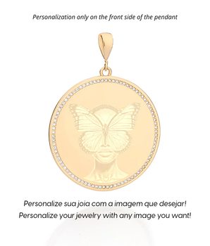 GOLD CUSTOMIZABLE STUDDED CIRCLE PENDANT