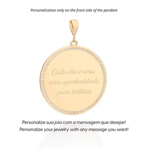 GOLD CUSTOMIZABLE STUDDED CIRCLE PENDANT