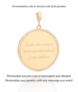 GOLD CUSTOMIZABLE STUDDED CIRCLE PENDANT