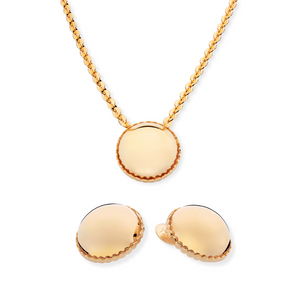 JEWELRY SET GOLD SPHERE BUTTON (NECKLACE + EARRING)
