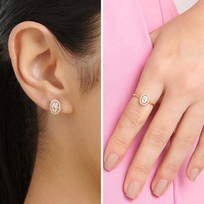 JEWELRY SET GOLD TOGETHER AGAIN WHITE (RING + EARRING)