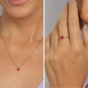 JEWELRY SET GOLD MOMMY IN RED (RING + NECKLACE)