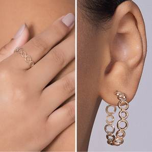 JEWELRY SET GOLD RIPPLE IN TIME (RING + EARRING)