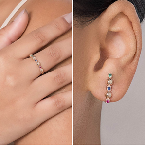 JEWELRY SET GOLD RAINBOW (RING + EARRING)