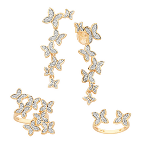 JEWELRY SET GOLD BUTTERFLY TAKEOVER (EARRING + 2 RINGS)