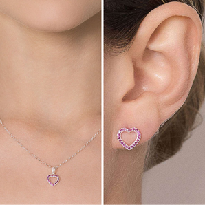 JEWELRY SET SILVER 925 RUBI HEART