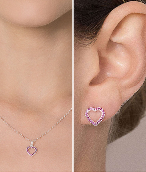 JEWELRY SET SILVER 925 RUBI HEART